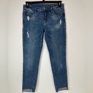 BLANKNYC Jeans Women's 29 Distressed Ankle Skinny Frayed Hem Blue Denim‎